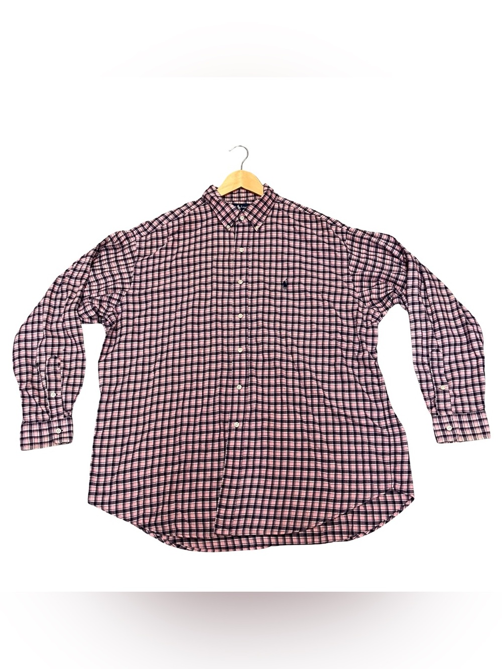 Ralph Lauren Shirt Mens XL Extra Large BLAKE Cotton Pink Flannel Button Up Check